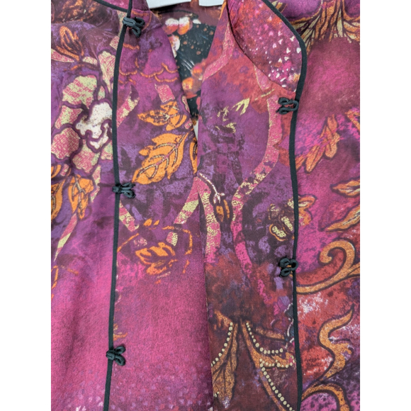 Chicos Geisha Kimono Tunic Top Silk Artistic Colorful Sz L Multi Whimsy - Picture 10 of 10